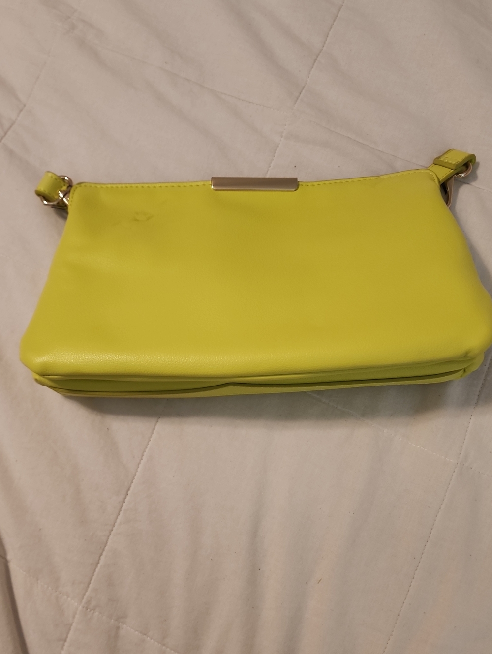 On 34th New Sleek Neon Yellow/Lime Green Crossbody Bag Polka Dot Inside Purse